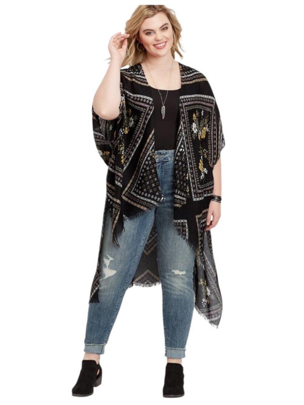 Maurices Bandana Open Front Kimono